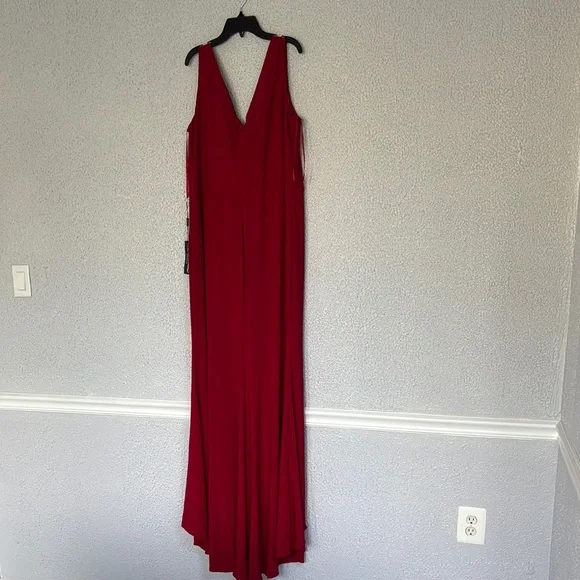 La Femme High Low Red Dress with side opening. Be the Lady In Red & Have Fun